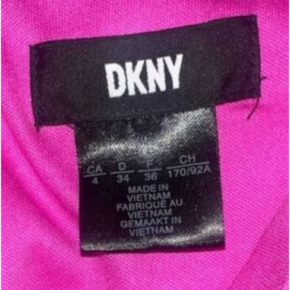 DKNY Women's Fuchsia Puff Sleeve V-Neck Midi - Picture 16 of 16